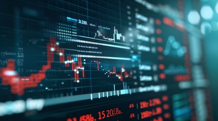 The augmented reality screen showcases a dramatic drop in stock prices and a bold bankruptcy notification, all set against a clean, simple background with plenty of copy space for additional content