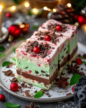 Festive Spumoni Slices with Chocolate and Cherries