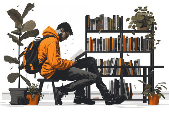 recommend clip art: illustartion of a man reading a book