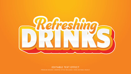 refreshing drinks editable 3d text effect template bold typography and abstract style drinks logo and brand	