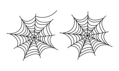 Hand drawn spiders web collection on white background