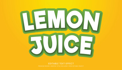 lemonade juice editable 3d text effect template bold typography and abstract style drinks logo and brand