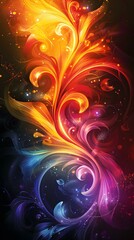 Colorful abstract floral swirls