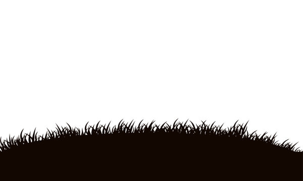 Black grass border silhouettes on white background