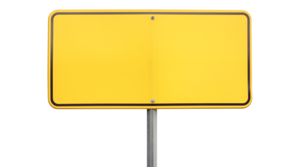 Blank yellow road signs or traffic signs isolated on a transparent background