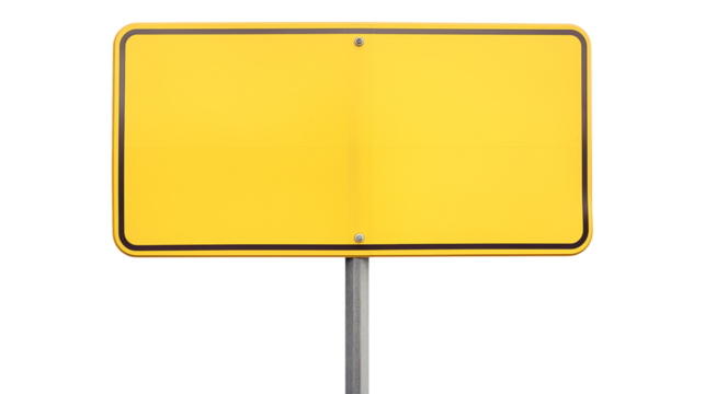 Blank yellow road signs or traffic signs isolated on a transparent background