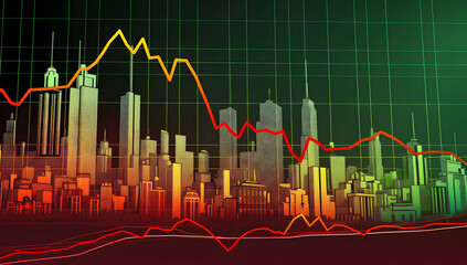 Naklejka premium Bear Market Skyline: A Darkening Outlook