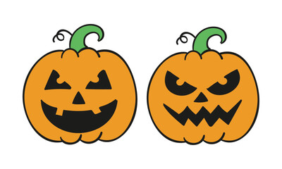 Classic halloween pumpkin collection with flat design