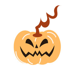 Cartoon funny halloween pumpkin head isolated on white background