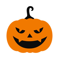 Classic halloween pumpkin with flat design on the white background