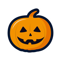 Classic halloween pumpkin with flat design on white background