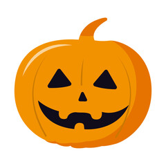 Classic halloween pumpkin with flat design on a white background