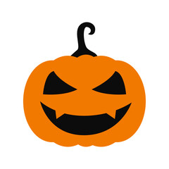 Classic halloween pumpkin with flat design on a white