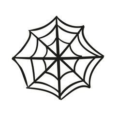 Hand drawn cobweb illustration on a white