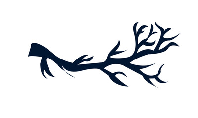 Trees branch silhouette isolated on a white background