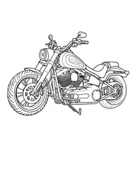 Motorcycle isolated on white background - Coloring Pages for All Ages: Transportation Printable Line Art