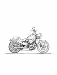 Motorcycle isolated on white background - Coloring Pages for All Ages: Transportation Printable Line Art