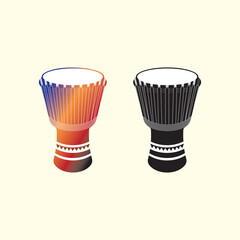 drum for colorful percussion music, vector logo icon