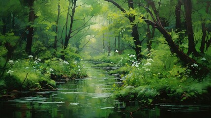 Lush green abstracts in natural serenity