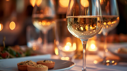 Obraz premium Christmas table setting with champagne