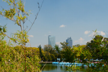 Chapultepec Lake between forest