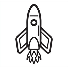 Rocket single Line Icon Vector Design outline
