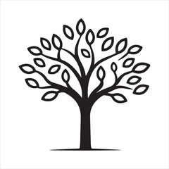 Tree single Line Icon Vector Design outline