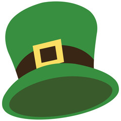 Hand Drawn St. Patrick's Day Hat. Leprechaun Green Hat. Isolated Vector Illustration in Flat Design Style.