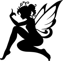 Hand drawn fairy silhouette illustration