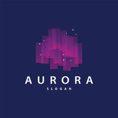 Aurora Light Wave Sky View Logo, Simple Abstract Templet Illustration Design