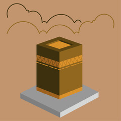 Ka'bah Gold Flat Icon