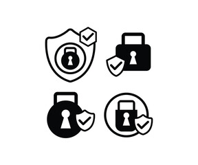 lock secure padlock protection security badge icons symbol vector design simple black white color modern illustration set