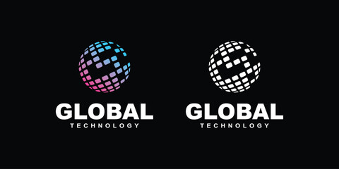global technology illustration logo .with modern concept.vector