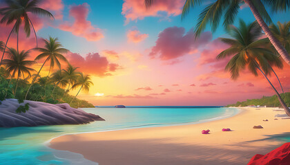 A stunning and vivid cinematic picture of the natural beach.