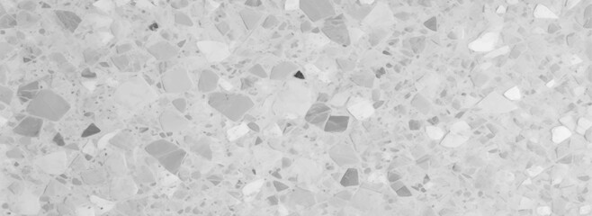 Abstract white and gray terrazzo flooring texture polished stone pattern old surface marble for background. Wall terrazzo texture gray and black of stone granite white background.