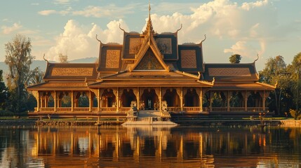 Naklejka premium Temple with Magnificent Architecture 