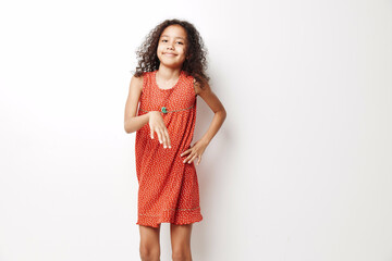 Female cute young girl kid background children pretty girl person white childhood beauty