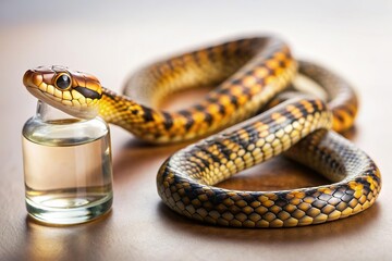 Obraz premium poisonous snake and venom antidote bottle