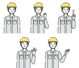 建設業に携わる女性のイラストセット