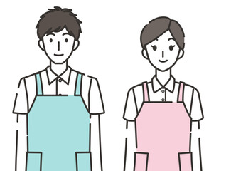 介護士の男性と女性のイラスト