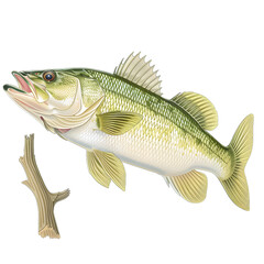 Fototapeta premium [Transparent Background PNG]Largemouth Bass Illustration