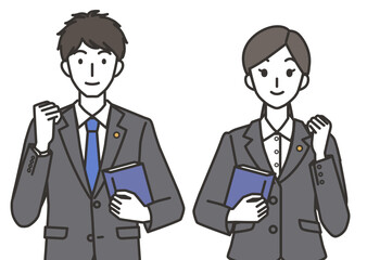 ガッツポーズの弁護士の男性と女性