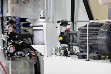 industrial electric air compressor part close up