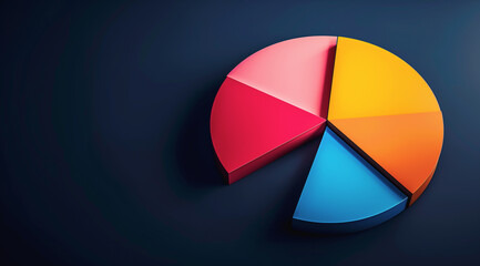 Obraz premium Colorful pie chart on a dark blue background