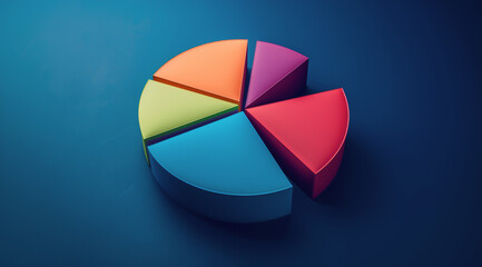 Fototapeta premium Colorful pie chart on a dark blue background