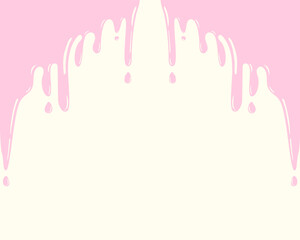 Cream colored wafers and pink chocolate, cream or yogurt. chocolate 
 pink background