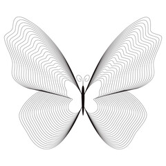 Abstract butterfly consisting of wireframe lines Retro futuristic psychedelic illustration