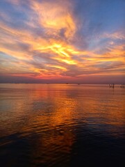 Beautiful landscape of sea and clouds in the afternoon. Landscape background of beach and clouds. 