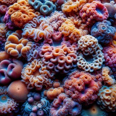 Obraz premium colorfull coral reefs form something like a beautiful flower arrangement. close-up style