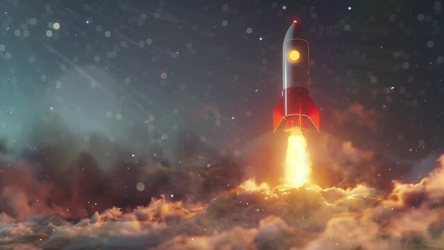 rocket launch business concept for idea boost seamless looping overlay 4k virtual video animation background